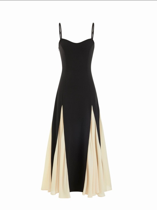 Cider Dresses & Skirts - Cider Black Midi Slip Dress with Cream Panels